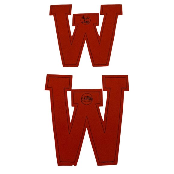 Black & Orange Felt "W" Sew-On Letter / Patch Football & Baseball 8" - Picture 2 of 4
